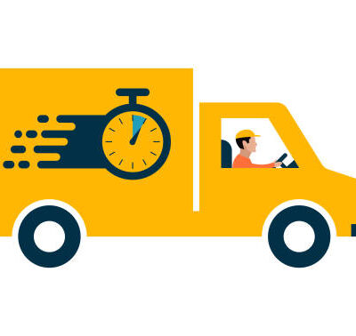 Quickly timely delivery truck man van car service. Vector graphic design. Quickly timely delivery truck man van car service. Vector graphic design.